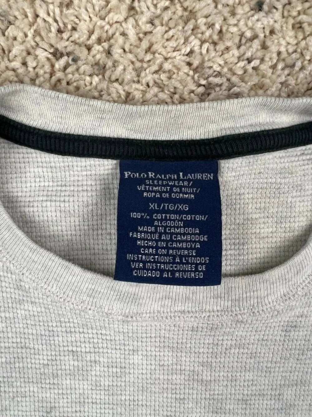 Polo Ralph Lauren Mens Size XL Beige Long Sleeve Sleepwear Pajama Shirt 💤 😴
